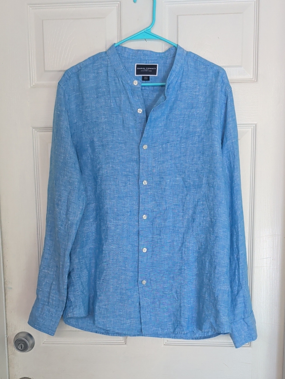 Charles Tyrwhitt Pure Linen Button Down Shirt Slim Fit Men Medium